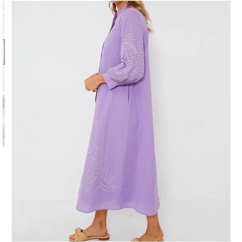 Hyacinth House Women's Large Woven 100% Cotton Embroidered Wisteria Caftan - Picture 3 of 14